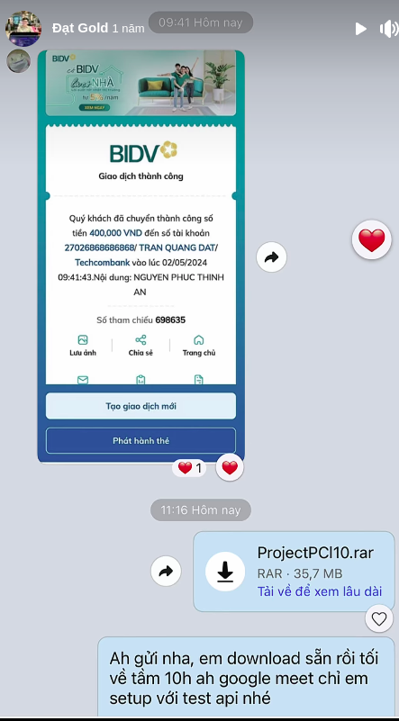 Bằng chứng giao dịch 5